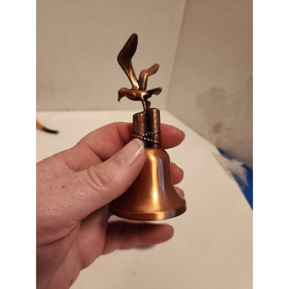 Vintage Seaside, Oregon Copper Bell Souvenir, Seagull Finial - Picture 2 of 4